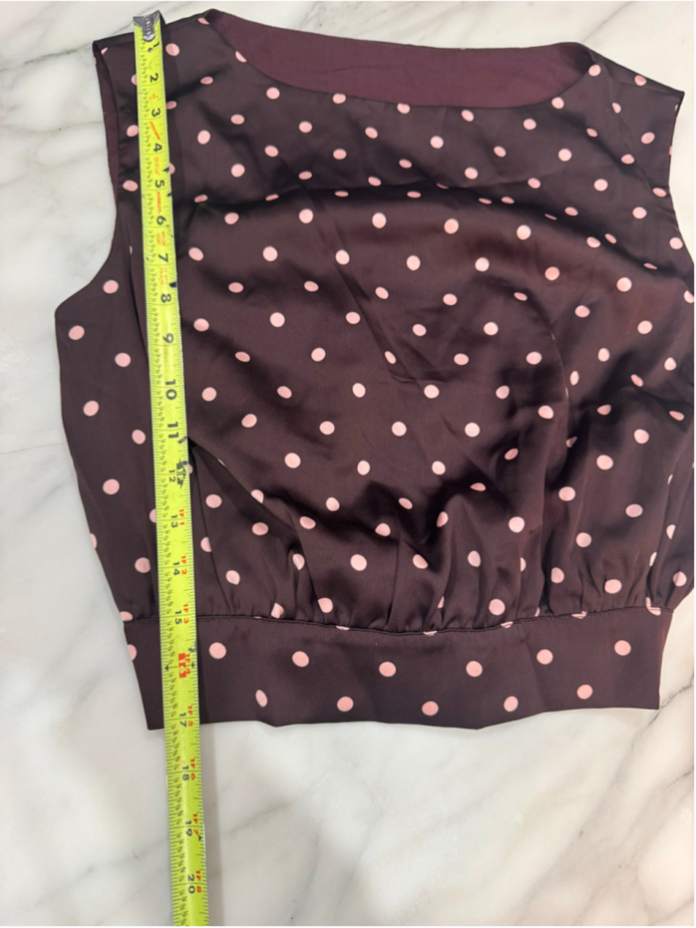 Commense Brown Polka Dot Midi Skirt Top Set Size M 90s Minimalist Elevated - Picture 7 of 11